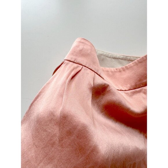 Aritzia WILFRED Peach Pink Silk Satin Charmeuse High Rise Pleated Shorts, Size 2 - Picture 8 of 12